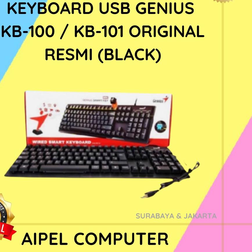 ➷ KB1 | KEYBOARD USB GENIUS KB-100 / KB-101 ORIGINAL RESMI (BLACK) ♂