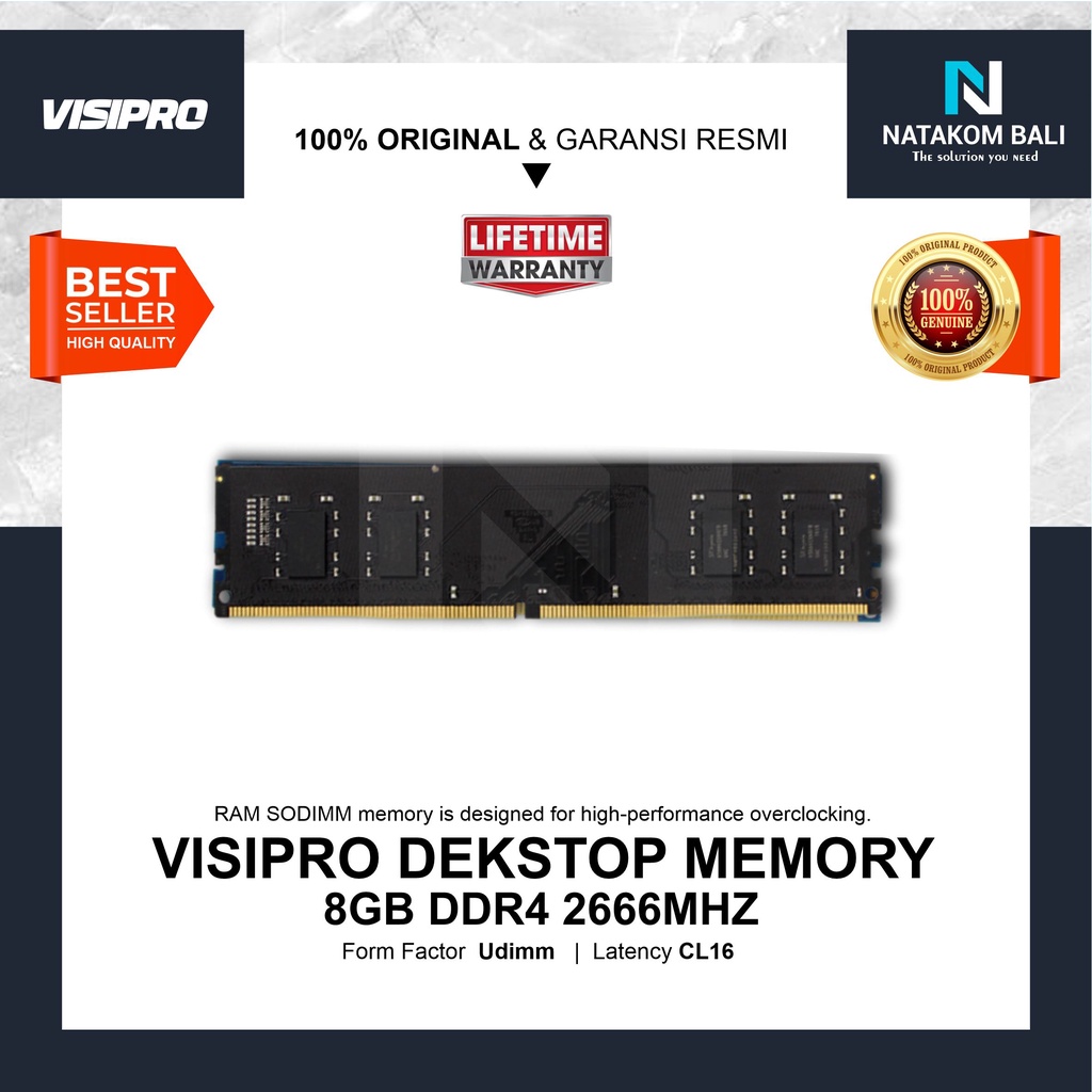 RAM VISIPRO LONGDIMM 8GB (1X 8GB) DDR4 2666MHz