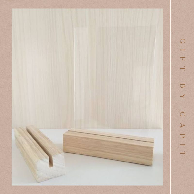 Stand Kayu Akrilik / Dudukan kayu / Cardholder / Stand Wood