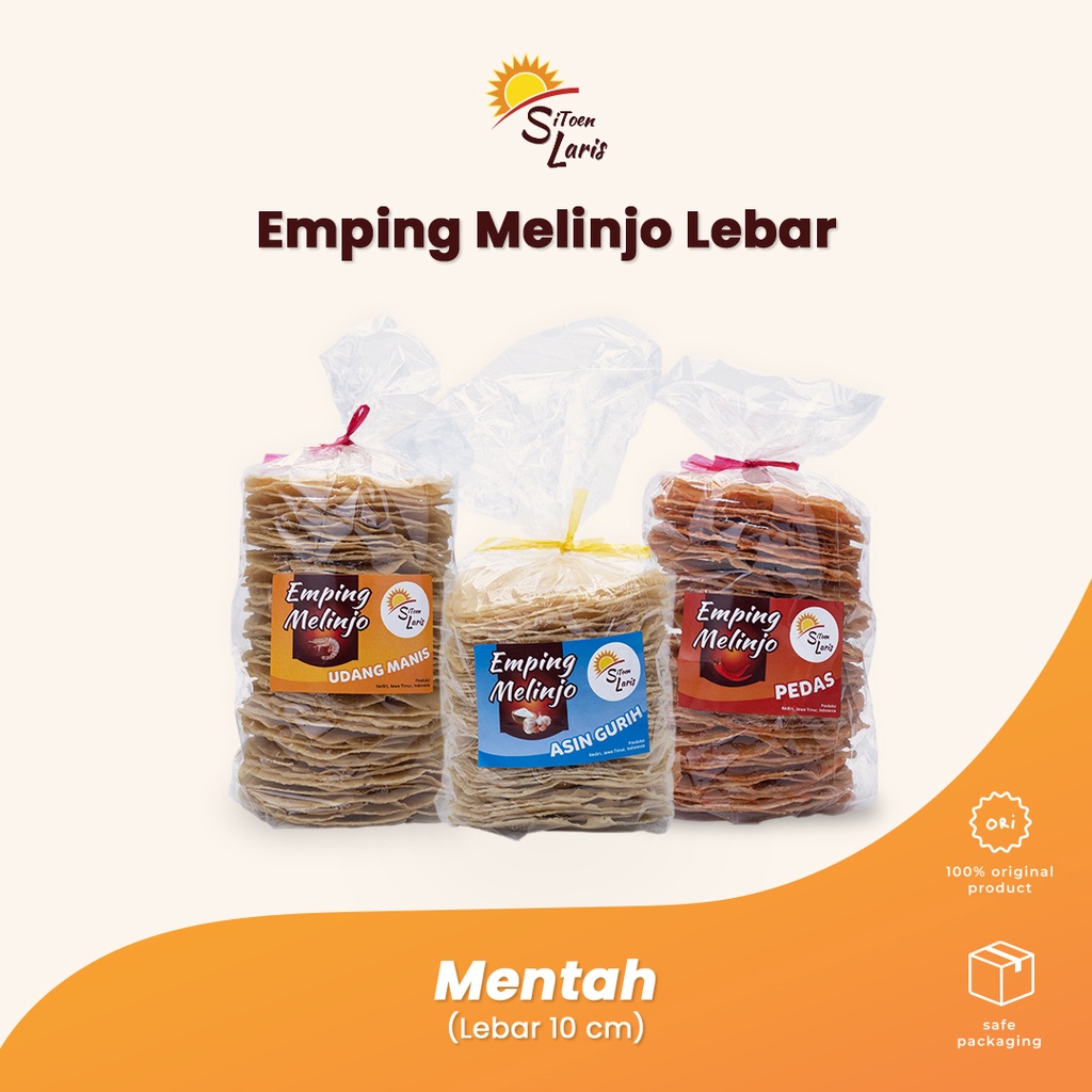 

Emping Melinjo (Gnemon) Lebar MENTAH, tersedia 3 varian rasa, diameter 10 cm mentah