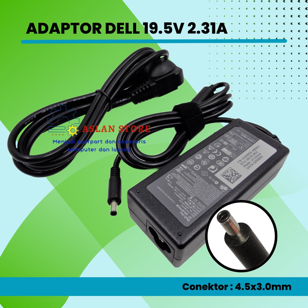 Adaptor Laptop Dell 19.5V-2.31A 4.5x3.0mm Pin central Dell Inspiron Dell Vostro Dell XPS Ultrabook