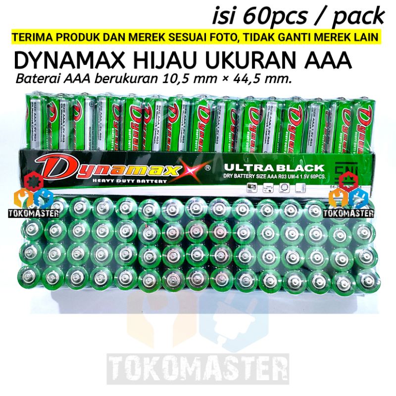 1Pack Baterai AAA Dynamax Hijau Batrai A3 1Pak Batre 3A Murah Batu Batray Remot AC