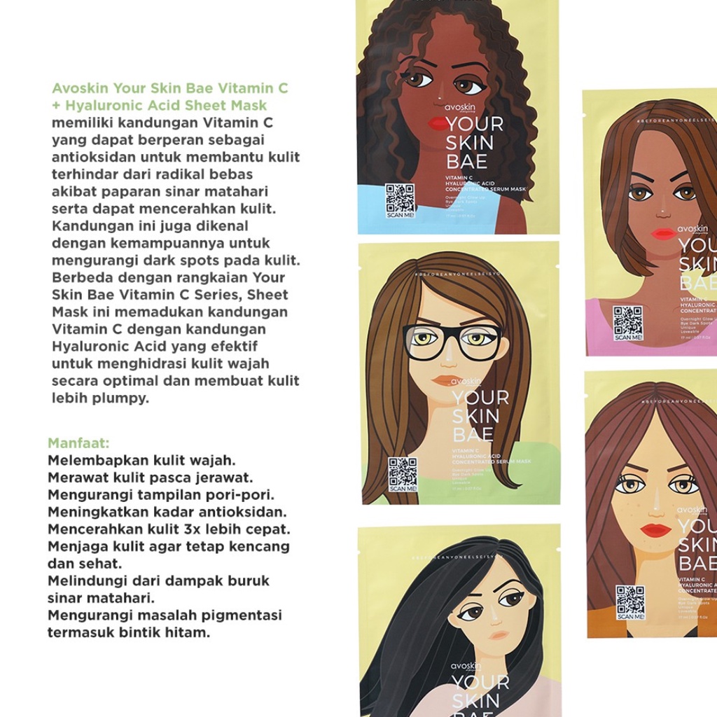 AVOSKIN Sheet Mask 17ml (Your Skin Bae Niacinamide, Alpha Arbutin, Vitamin C) (Miraculous Refining &amp; Retinol) (Miraculous Divine Aura)