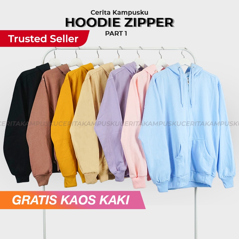 HOODIE Oversize Over Size Oversized Polos Wanita Pria Outerwear Unisex Cerita Kampusku ZIPPER Part 1