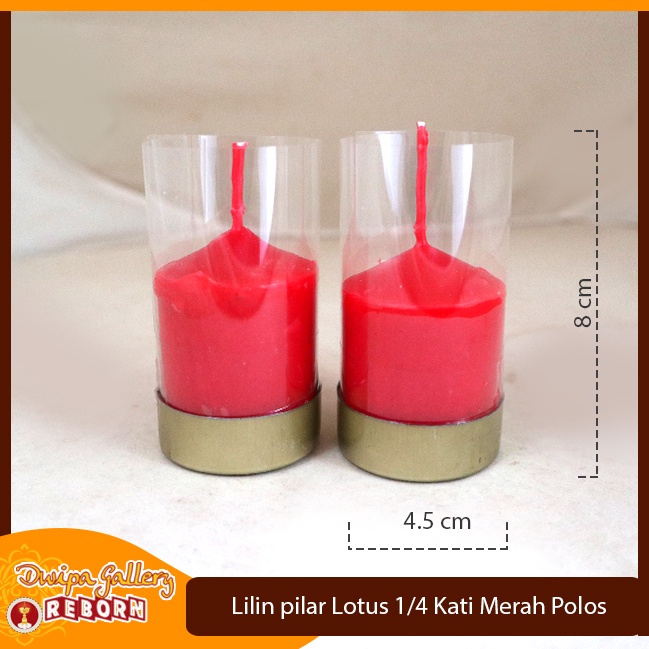 Lilin Sembahyang Merah Polos Puja Altar Pilar 1/4 Kati Panjang