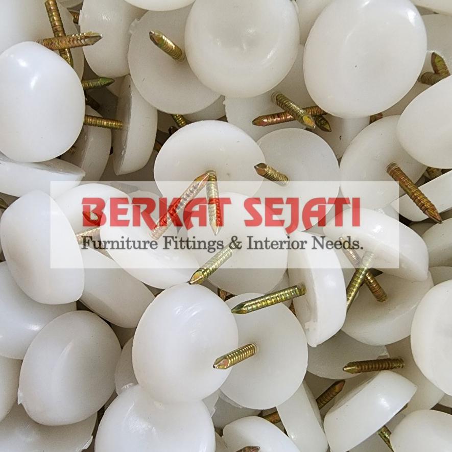 Ready Stok  PUTIH (50 PCS) Paku Plastik Anti Slip Alas Kaki Bawah Meja Kursi Lemari Sofa Bangku Rota