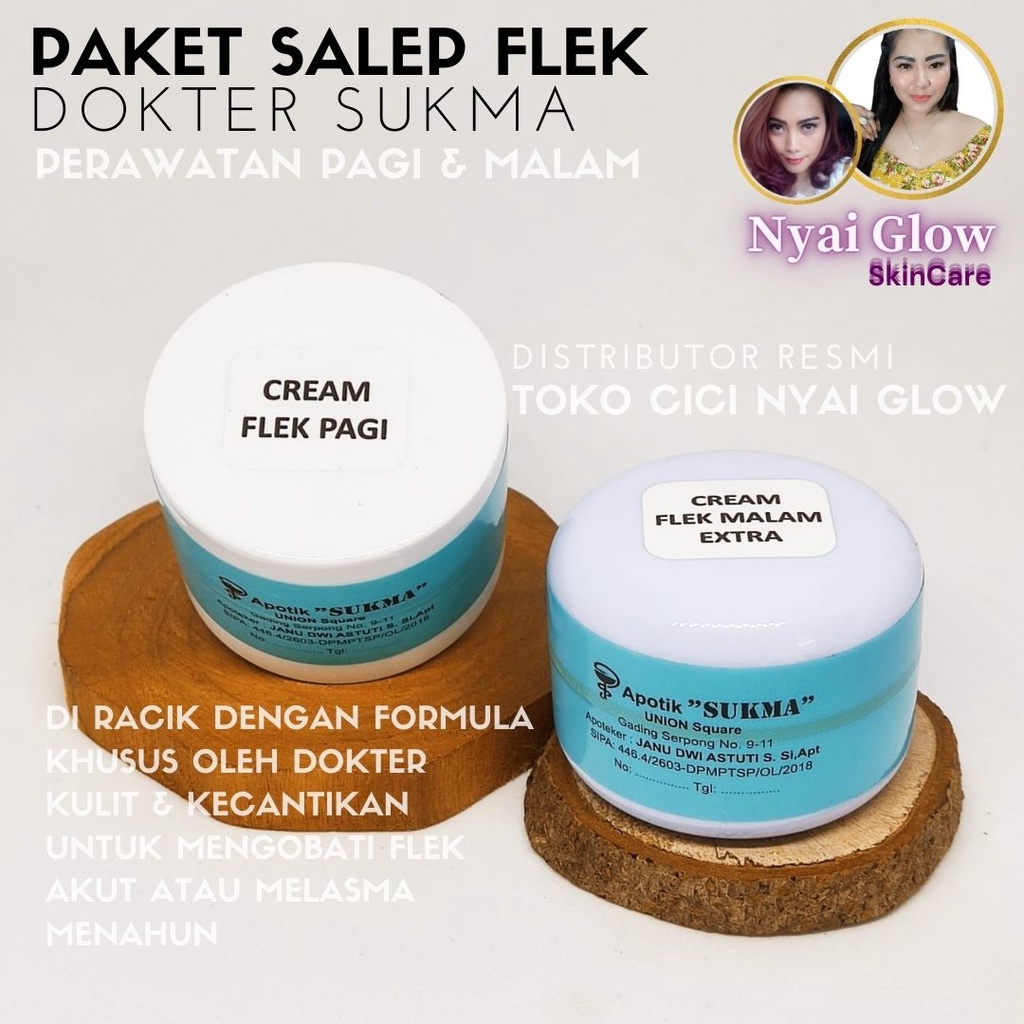 Paket Salep Flek Dokter Sukma Nyai Glow Skincare Krim Perawatan Pagi dan Malam Hari untuk Mengobati 