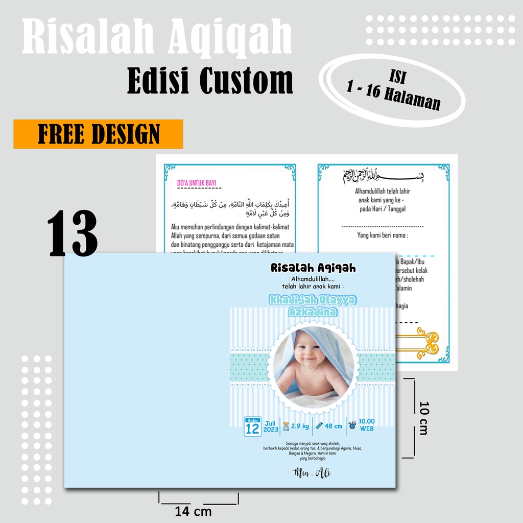 DESIGN 12-14 CETAK BUKU AQIQAH RISALAH AQIQAH PLUS PRINT CETAK NAMA / BUKU RISALAH AQIQAH / BUKU TAT