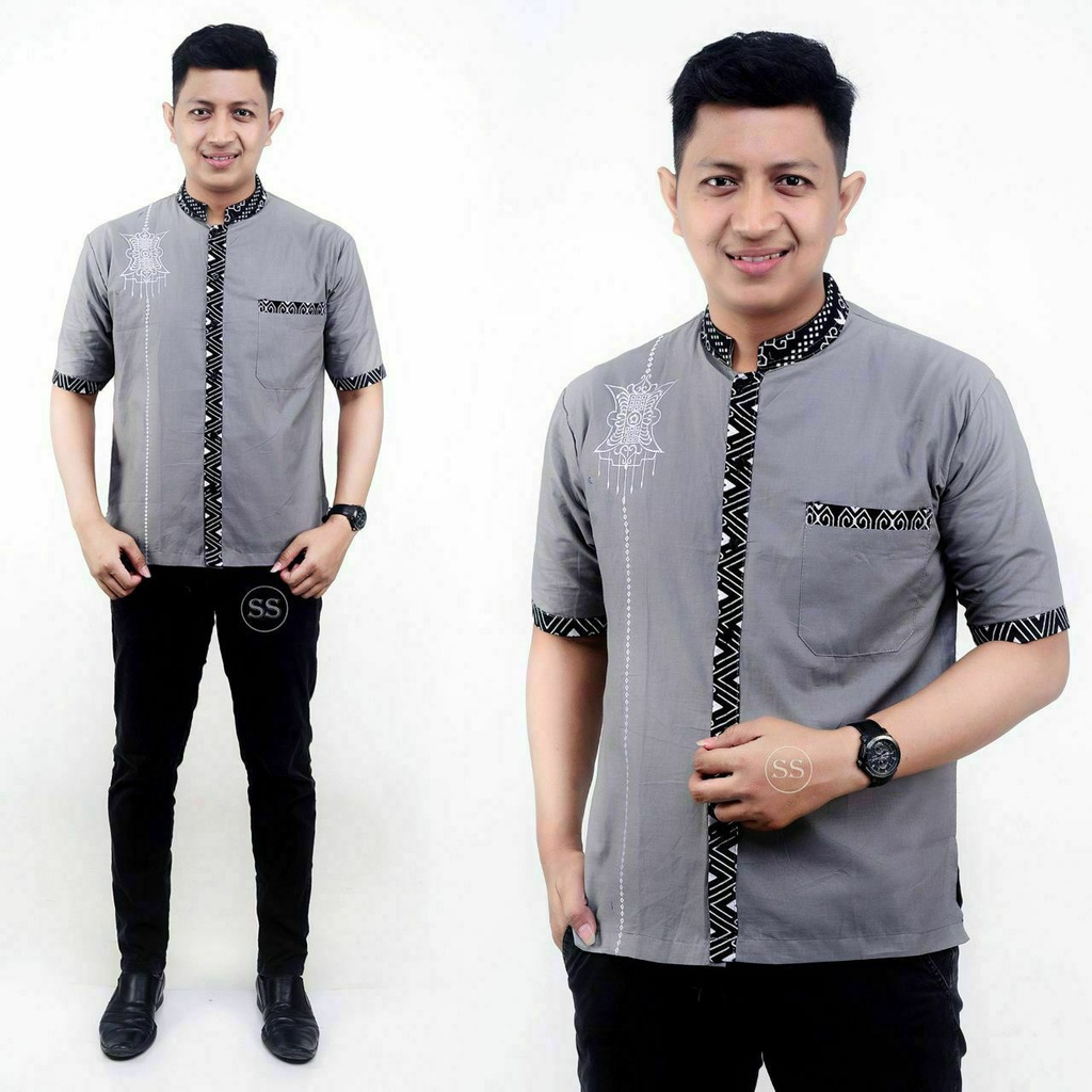 Baju Koko Dewasa Lengan Pendek Motif Aceh