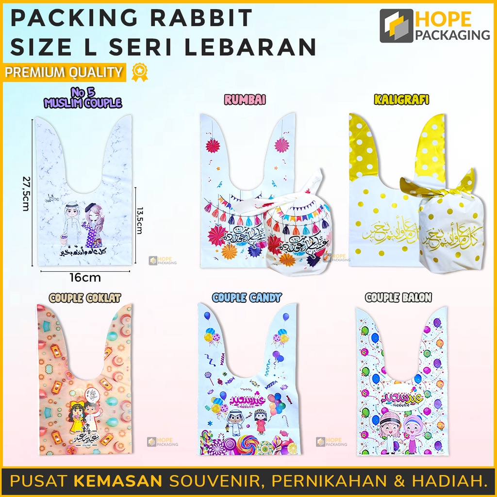 Packing Rabbit SIZE M dan L Edisi Lebaran / hampers idul fitri / wadah souvenir snack / Kue Kering /  souvenir ultah / plastik ikat snack bingkisan /  Kemasan karakter lucu