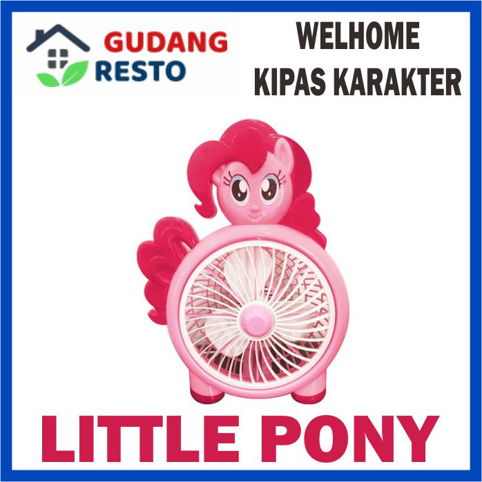 WELHOME KIPAS ANGIN KARAKTER 10 INCH DESK FAN / BOX FAN / KIPAS MEJA LUCU LISTRIK PORTABLE 10&quot;