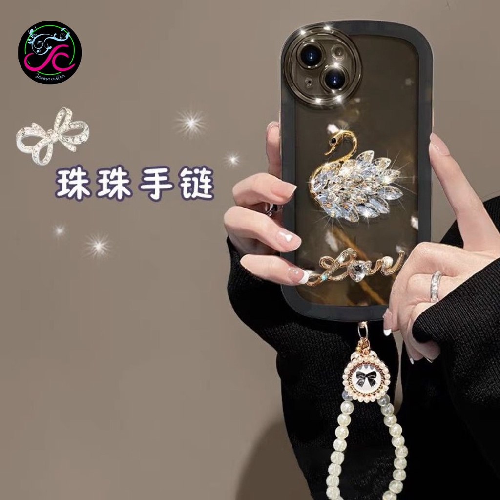GC14 SOFTCASE OVAL DIAMOND SWAN LANYARD FOR XIAOMI REDMI 6A 8 8A 9 PRIME 9A 9C 10A 10 10C C40 NOTE 8