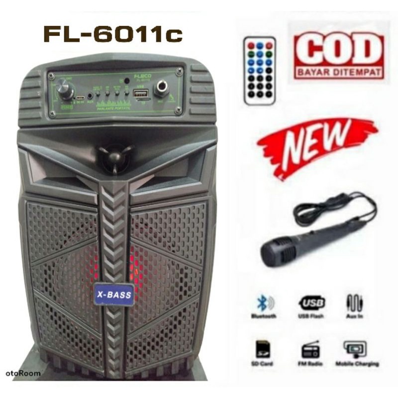 (Bisa COD) Speaker Karaoke X-Bass Fleco FL-6011A/B/C Speaker Bluetooth Terlaris