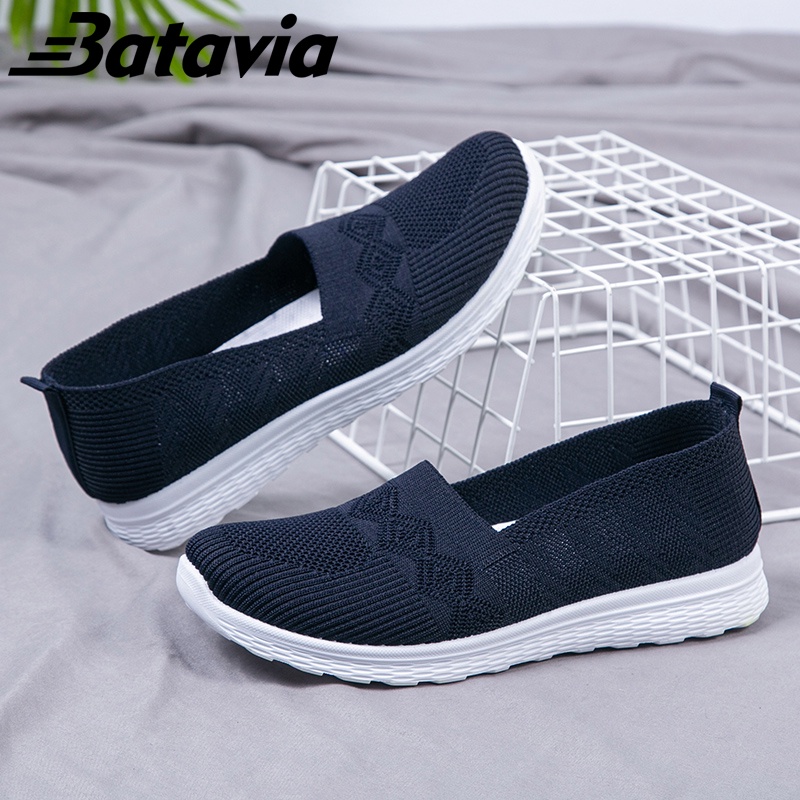 Batavia GROSIR  sepatu ibu sepatu flat rajut sepatu kanvas wanita rajut sepatu wanita sepatu slip on tanpa tali  Sepatu Wanita Sport A166