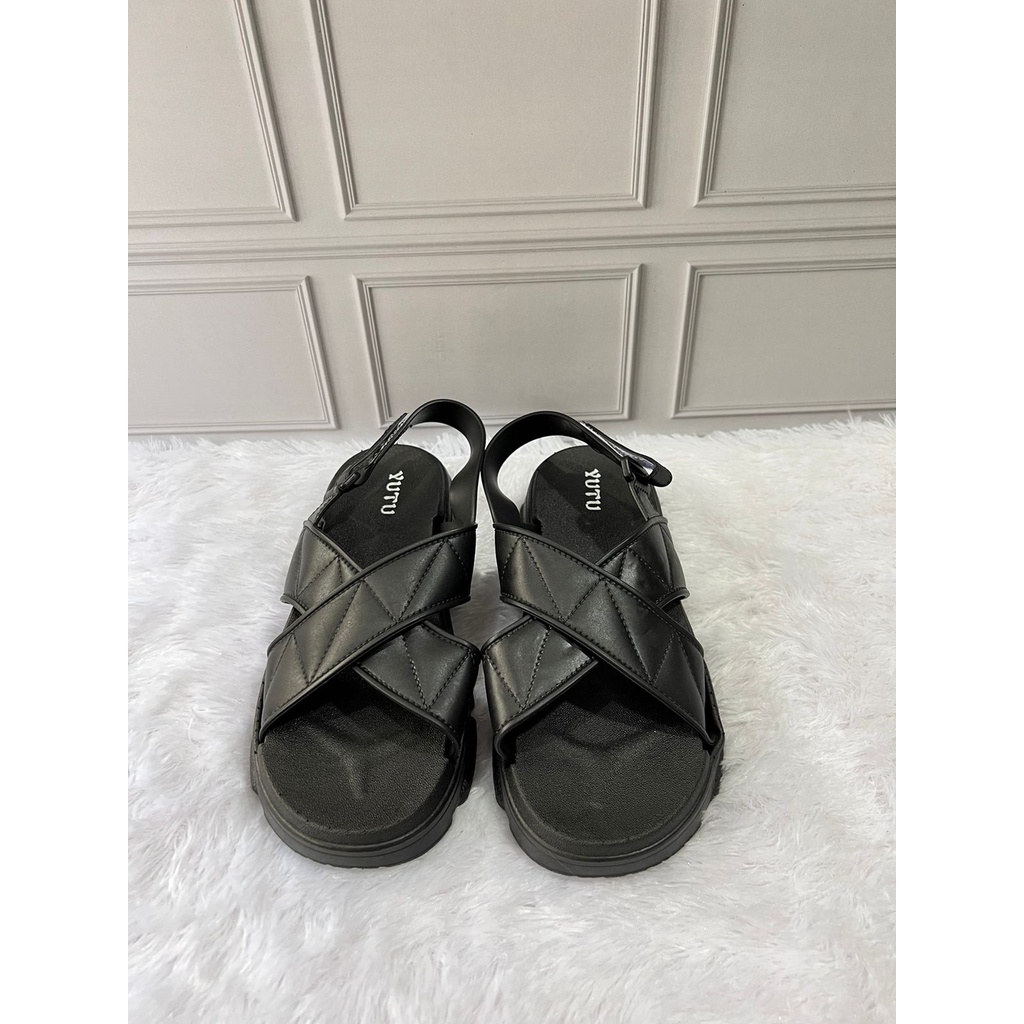 YT-9102-1 Sandal Wanita Selop Hak Tebal Kekinian / Sandal Gunung Karet Korean Style Trendy Merek Yutu Ukuran 37-41