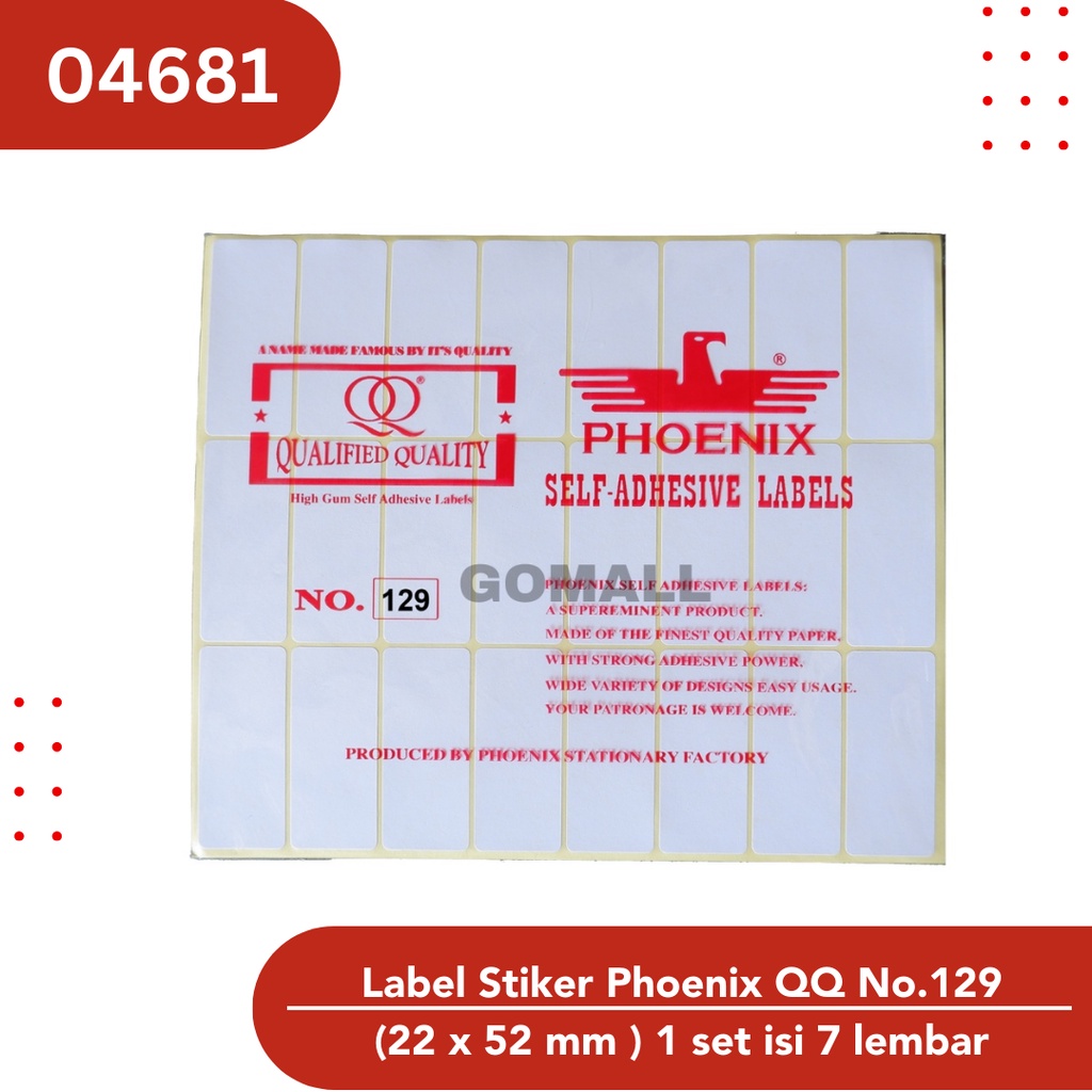 

Label Stiker Phoenix QQ No.129 Kertas Harga Nama Undangan 22 x 52 mm