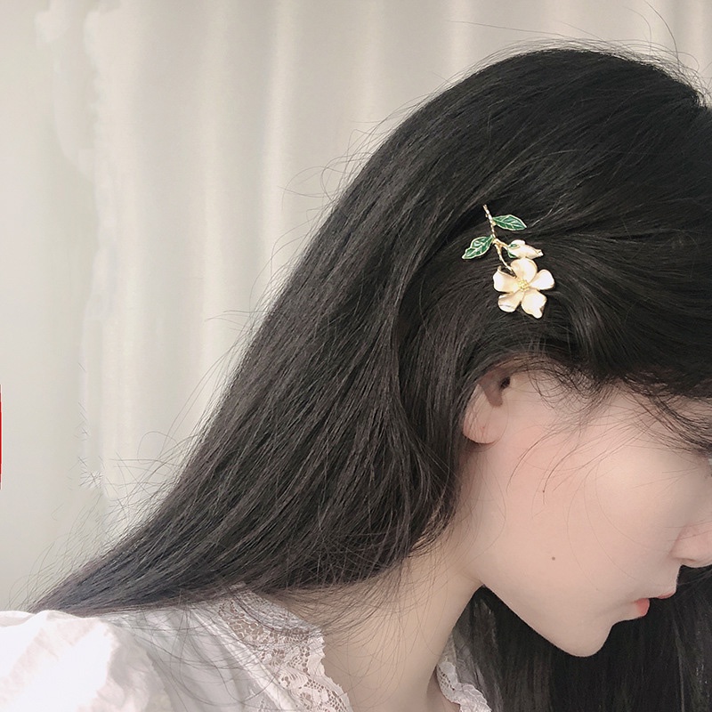 Gardenia Artistic Retro, Cream Hair Clip, Small Fresh Girl Bangs Hair Clip