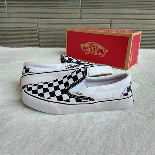 Sepatu vans pria slip on putih catur slip on pria polos slop motif