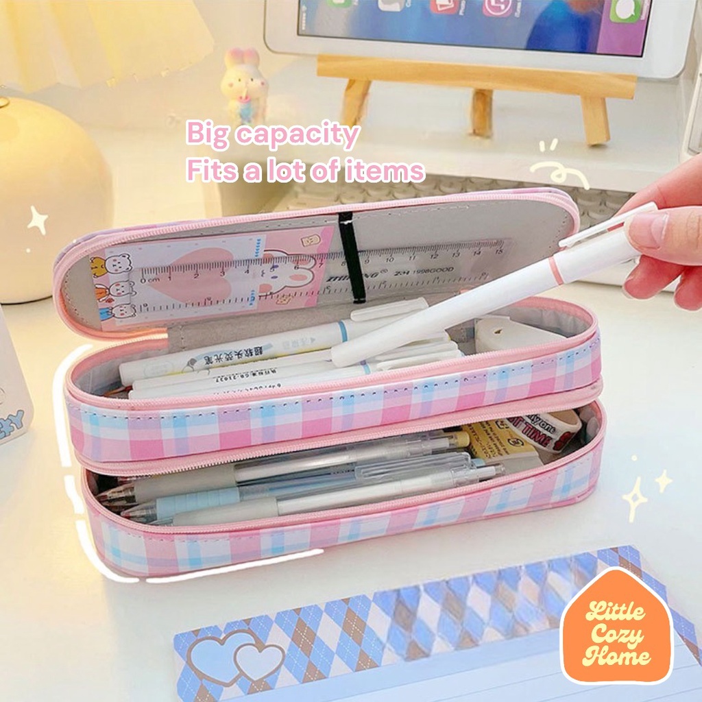 Chibi Cute Pencil Case / Korean Style Kotak Tempat Pensil Besar Dengan Resleting / Muat Banyak / Big Capacity With Zipper