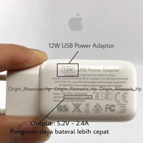 kepala charger iphone original iph 5 5s 6 6s plus 7+ x xs max ipad 12w