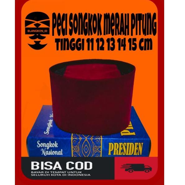 BEST RATING F77 Peci Songkok Merah Pitung Betawi Tinggi 11/12/13/4/15 Cm Bahan Super Premium ➳