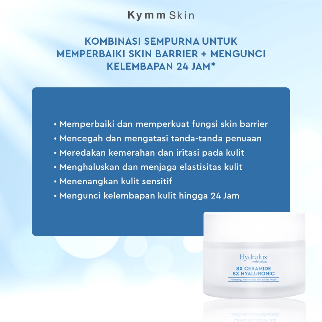 HYDRALUX MOISTURIZER BY KYMMSKIN 30GR MOISTURIZER PELEMBAB WAJAH HYDRALUX KYMMSKIN ORIGINAL MURAH
