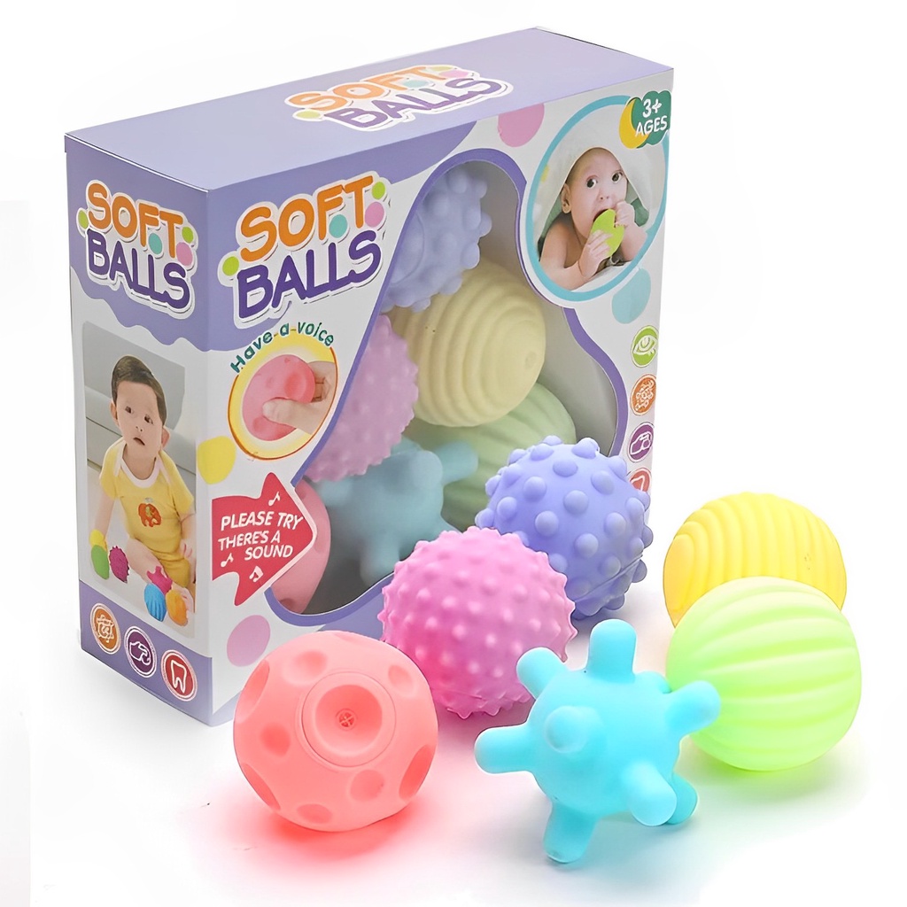 Touch Ball Bola Karet Lembut Dan Bunyi | Mainan Anak Bayi 0 12 Bulan 1-2 Tahun Laki Laki Perempuan | Mandi Bola