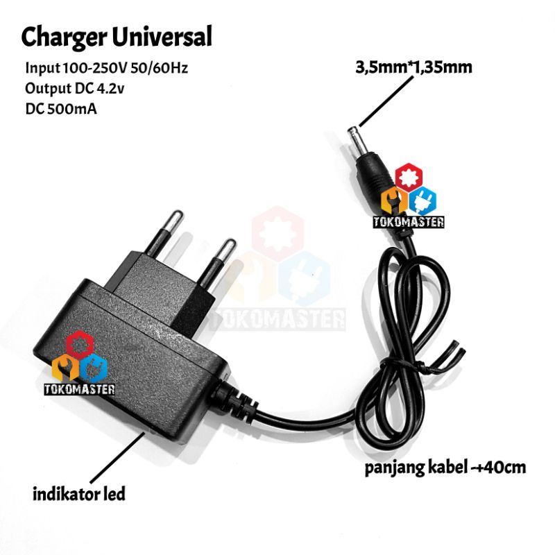 Cas Aneka Senter Kepala Pengecas Senter Swat Charger Baterai Casan Lampu indikator Led Kepala Kecil Colokan 3,5mm*1,35mm