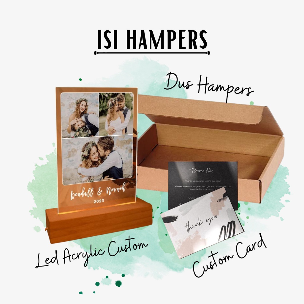 Souvenir Pernikahan Isi LED Akrilik Custom dan Kartu Ucapan