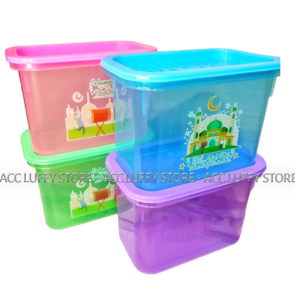 6 pcs Toples Kue Lebaran - Kotak Kue kering - Toples Plastik Murah - Toples Kotak 1200ML