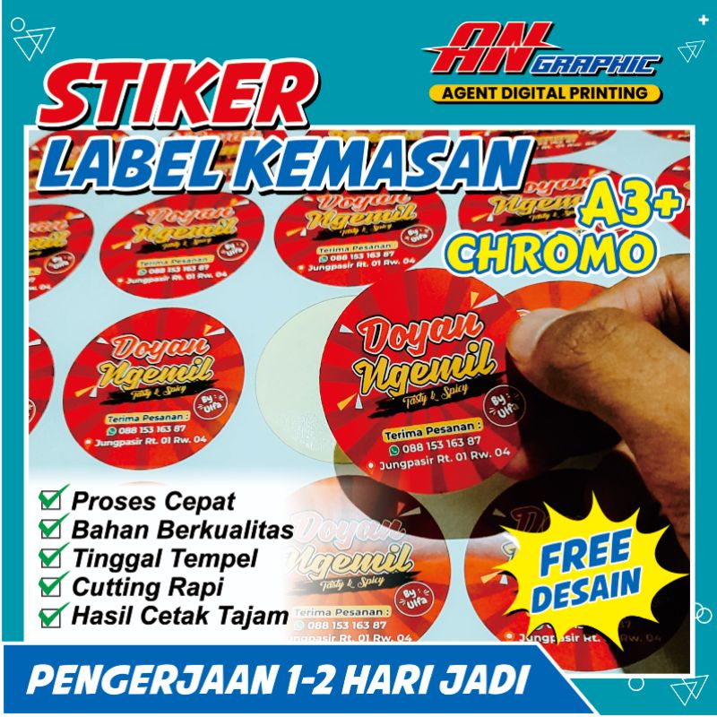 

STIKER LABEL KEMASAN PRODUK UKURAN A3+ HARGA MURAH