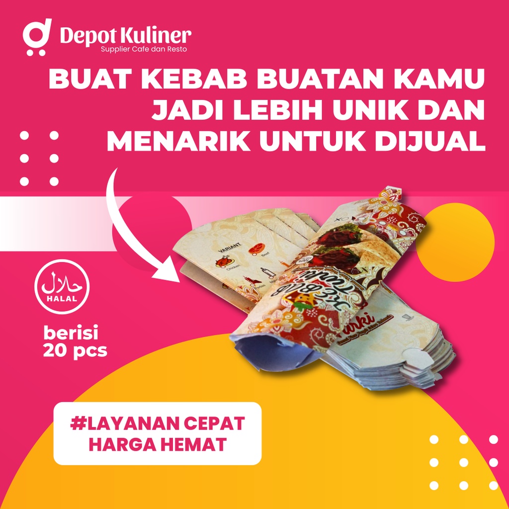 Kertas Kebab / Bungkus Kebab / Kotak Kemasan Kebab isi 20 Pc