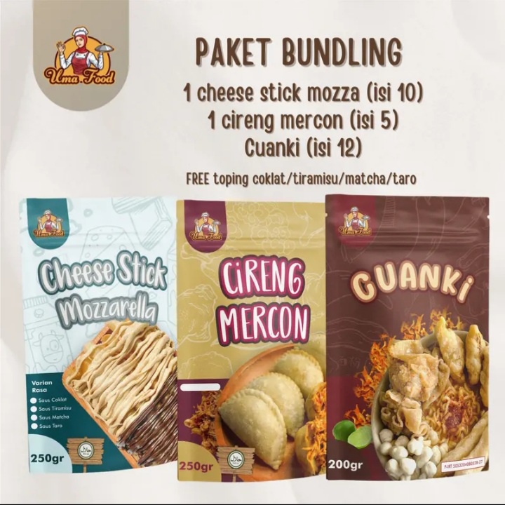 

PAKET BUNDLING (cheesestick moza + cireng + cuanki)