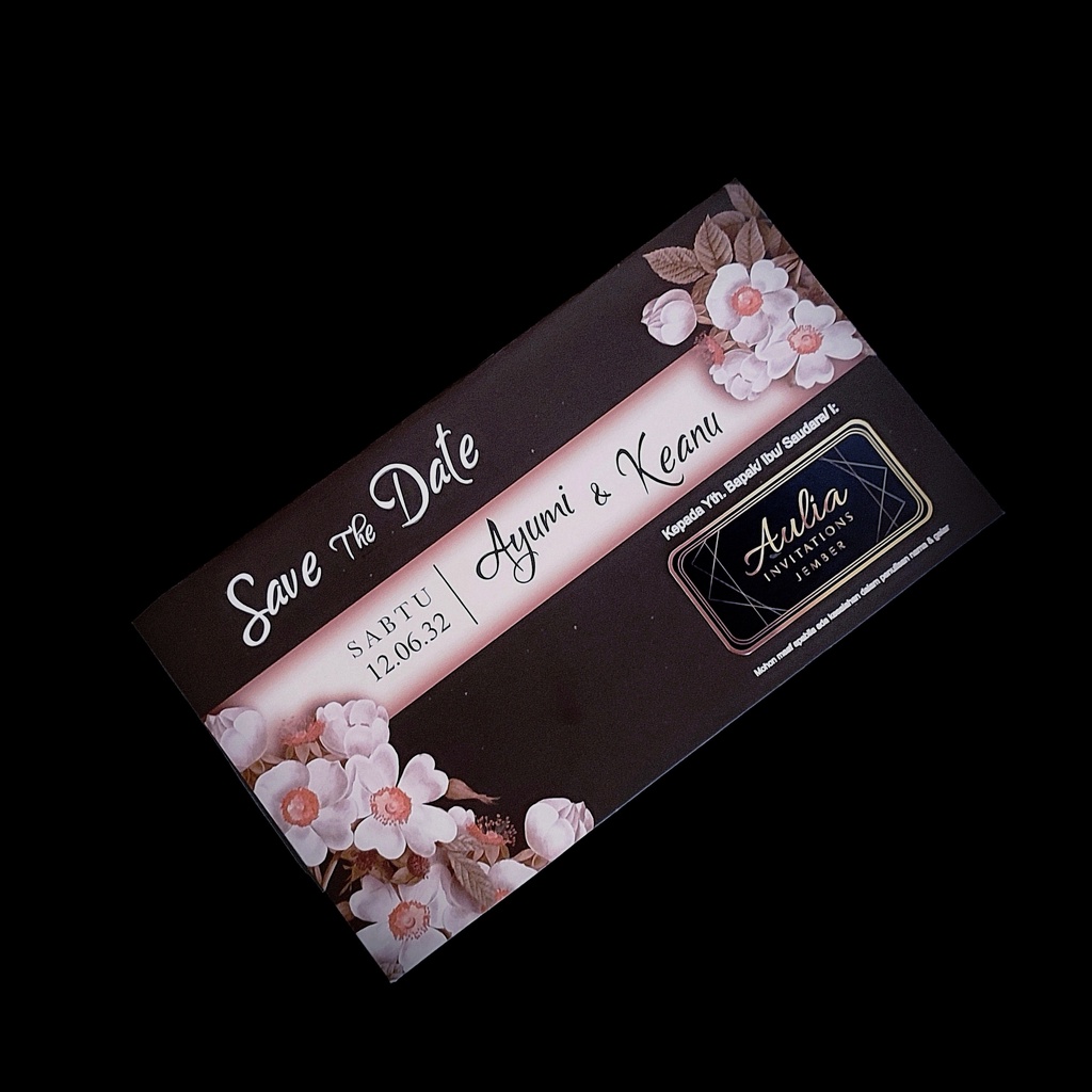 Undangan Pernikahan Rustic Aesthetic Floral Hitam Crem