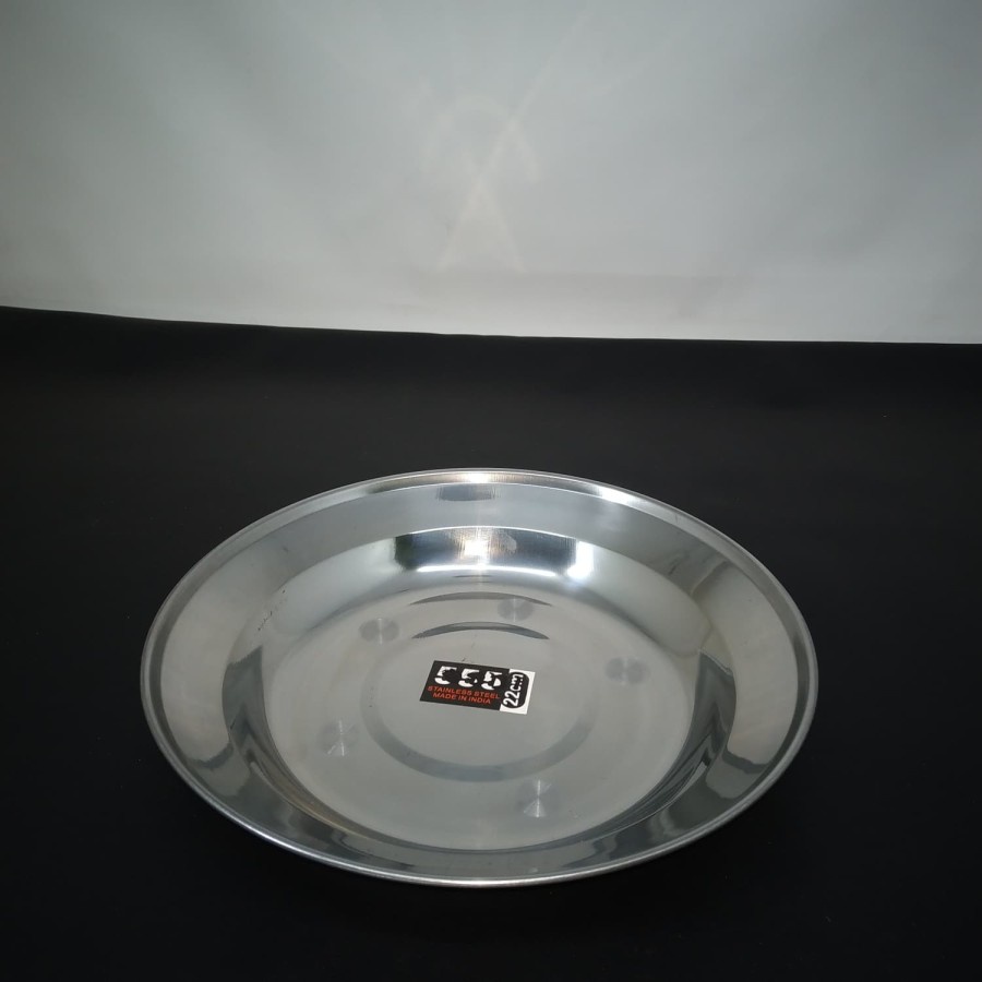 Piring Makan Stainless Steel 22CM / Piring Tebal Polos / Piring Makan Serbaguna Premium Tebal Dan Higienis