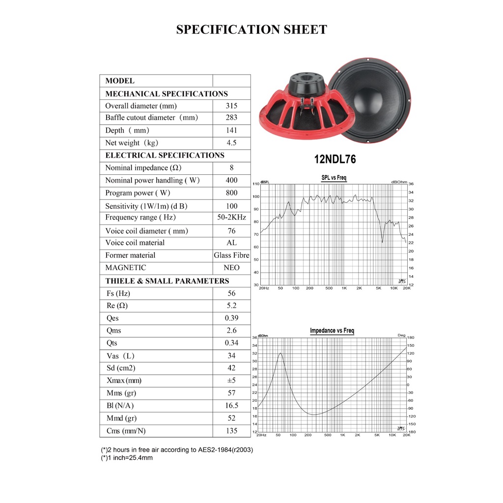 (PETI KAYU) speaker 12&quot; neodium B&amp;C 12NDL76 RED LINE ARRAY BNC 12 NDL 76 GRADE A dirancang untuk T24N