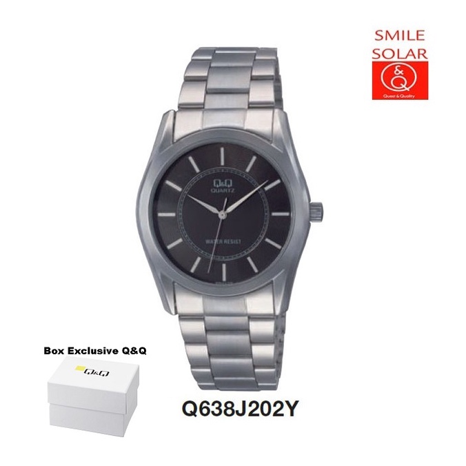 Jam Tangan Pria Casual Business Rantai Stainless Steel Analog Original Q&amp;Q QnQ QQ Q638 Q638J Series