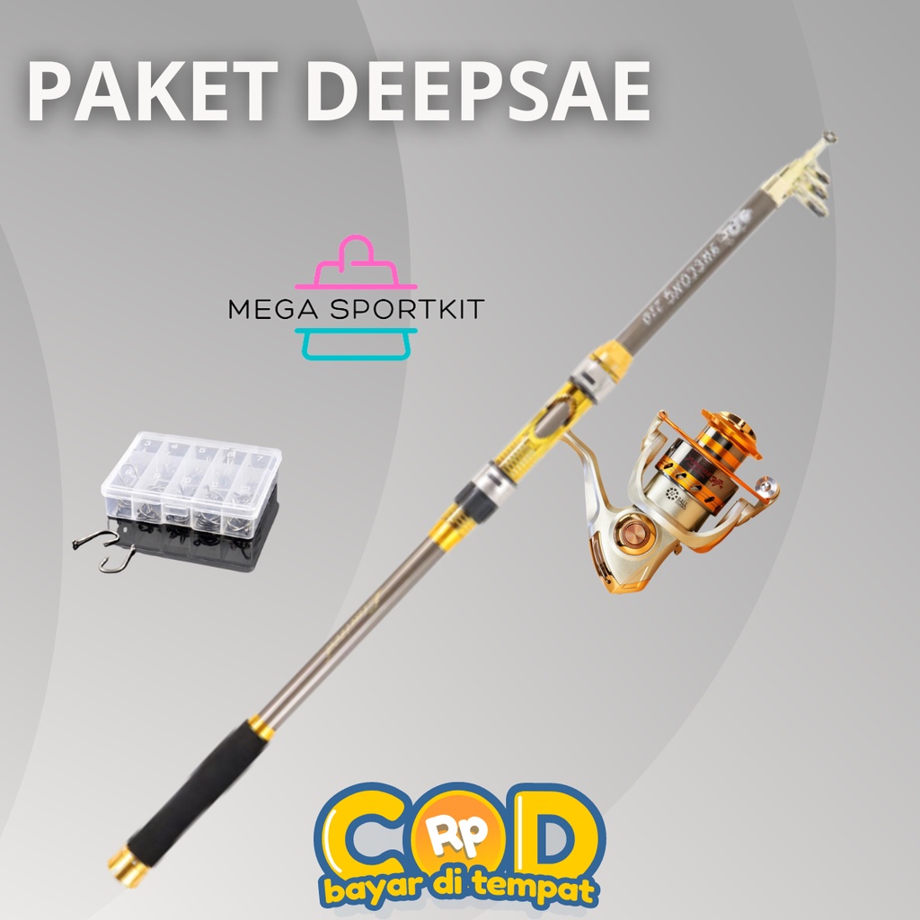 Promo COD Paket Joran Dan Reel Plus Kail Satu Set Pancing Joran Carbon 210cm Reel Spinning 12 Ball B