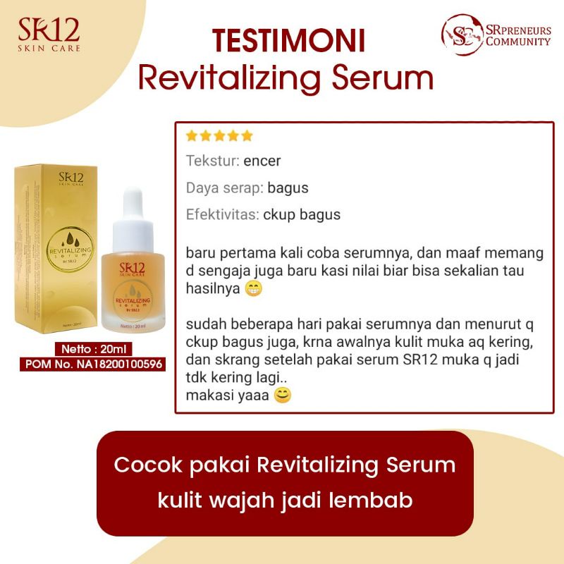 SR12 SERUM REVITALIZING ATASI BOPENG , BEKAS JERAWAT &amp; MATA PANDA / SERUM WAJAH KOLAGEN BPOM