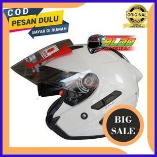 suku cadang Helm KYT GALAXY slide flat r PUTIH WHITE kyt half face double visor 140ZZ3