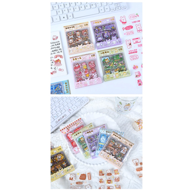 ISI 20 LEMBAR STICKER DECORATIVE PACK STIKER DEKORASI JOURNAL MOMO ANIMAL SERIES LUCU PET TRANSPARANT UNTUK HIAS SCRAPBOOK BUKU DIARY HP DLL @banyak