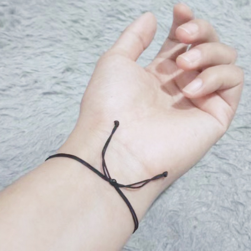 Gelang Hitam Polos Tipis Aesthetic - Gelang Tali Persahabatan Untuk  Pria Dan Wanita