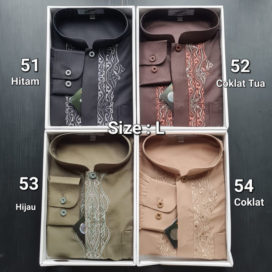 Baju Koko Atlas Elegant/Bamus Lengan Panjang Kancing / Manset Kemeja Koko Pria Baju Koko Pria Dewasa