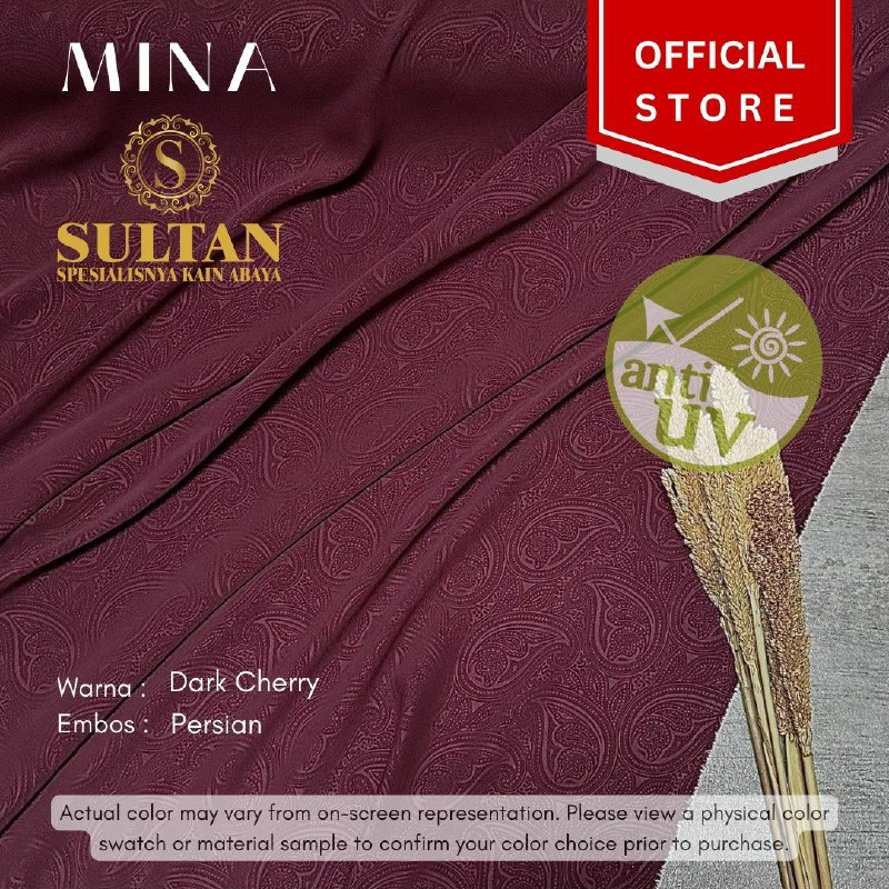 50CM EMBOS PERSIAN MINA DARK CHERRY KAIN ABAYA SULTAN