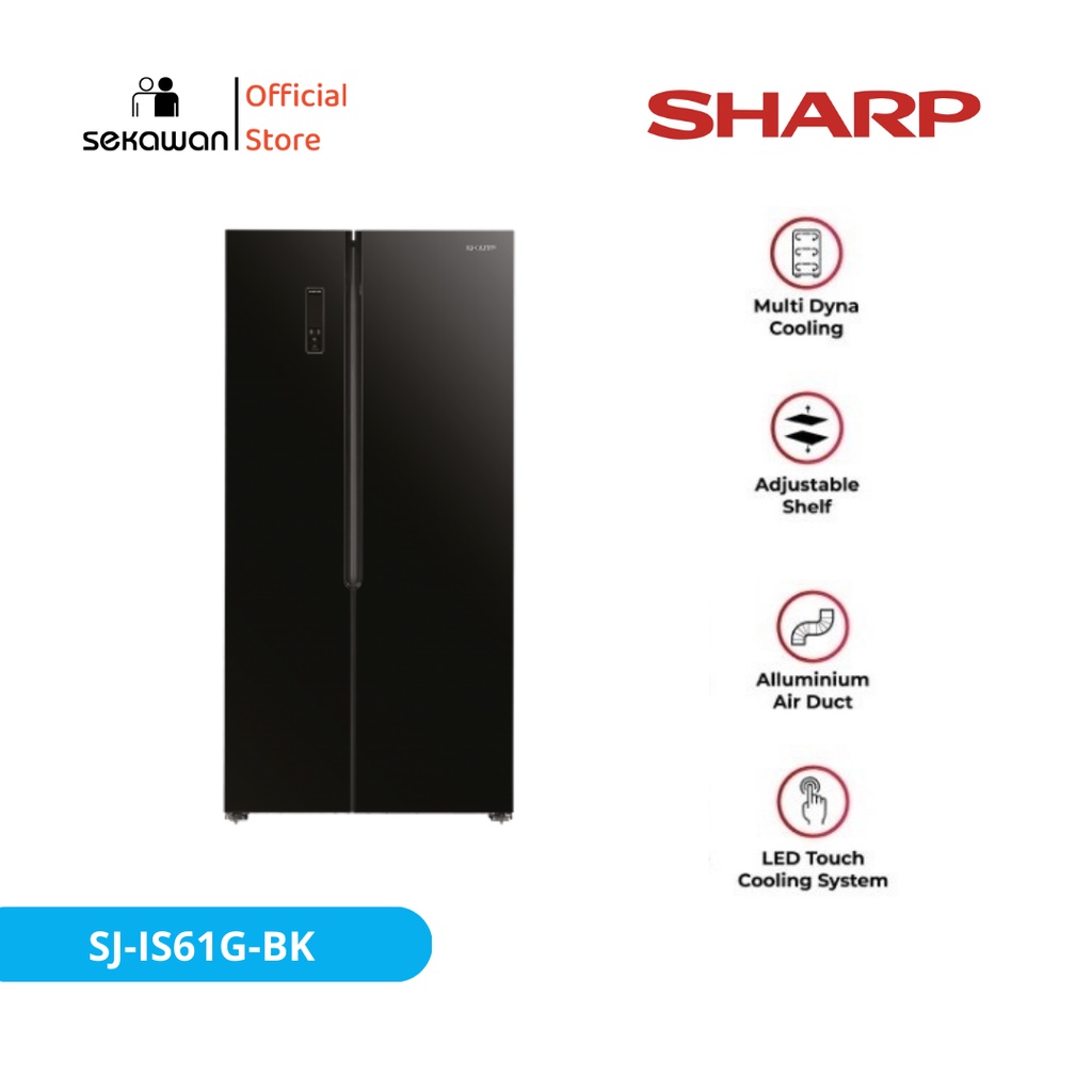 KULKAS SHARP SIDE BY SIDE SJ-IS61G-BK SJ-IS61GBK