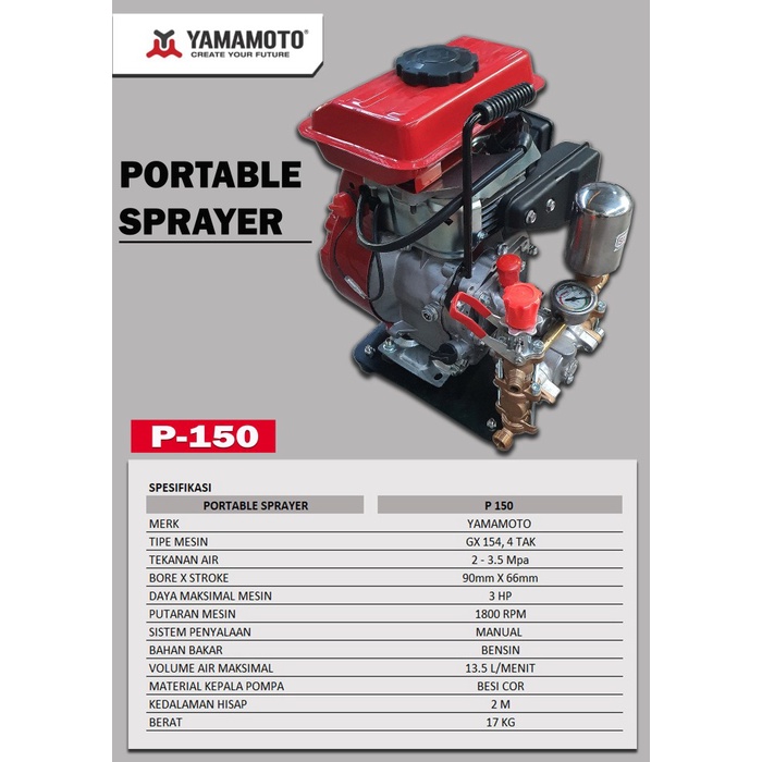 Best Seller Sprayer Portable Tekanan Tinggi P150 Yamamoto