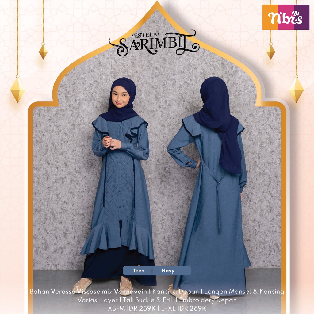 Sarimbit Nibras Estela Navy Terbaru / Fashion Muslim Nibras Gamis Koko Srimbit Couple