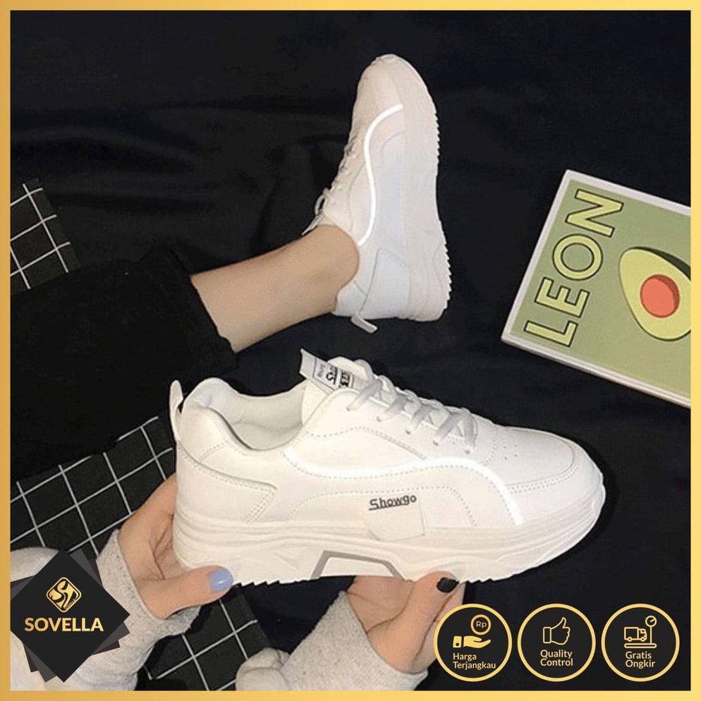 Terbaru SOVELLA Jovanka Sepatu Sneakers Olahraga Sport Kets Cewek Putih Simple Polos Terbaru Import 