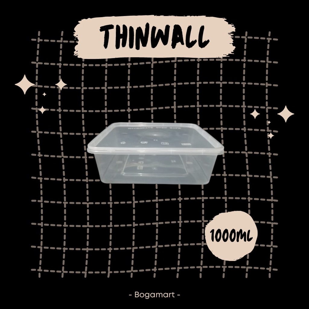 Thinwall DM Square 1000ml / Food Container / Packaging Makanan / Thinwall Kotak