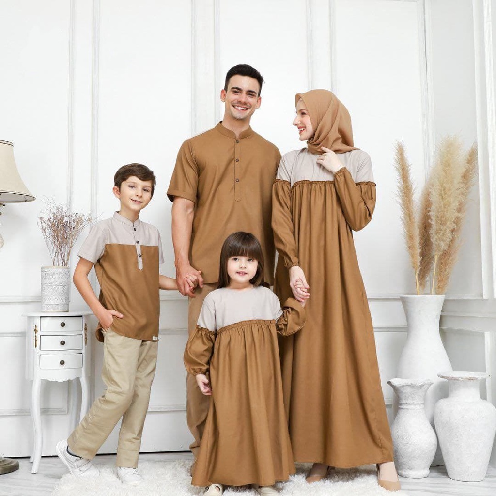 Sarimbit Keluarga 2023 Lebaran Premium Series Rayyan Hijau Army By Arra Baju Couple Keluarga Lebaran